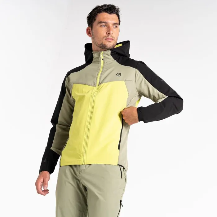 Dare 2b Latitudinal Hooded Softshell Jacket Black Green Algae Men Softshell Jackets