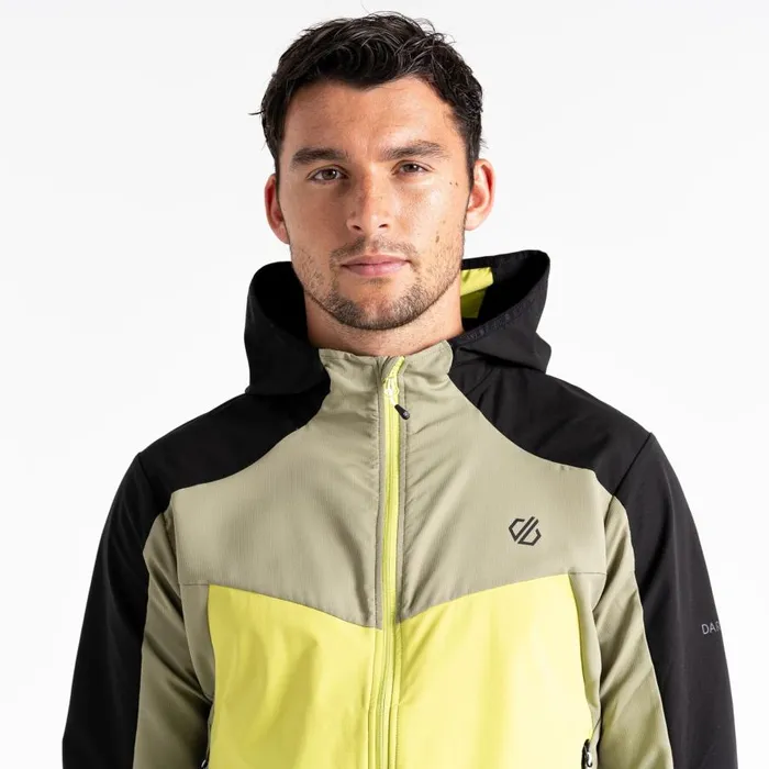Dare 2b Latitudinal Hooded Softshell Jacket Black Green Algae Men Softshell Jackets