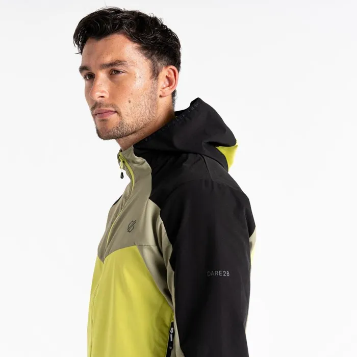 Dare 2b Latitudinal Hooded Softshell Jacket Black Green Algae Men Softshell Jackets