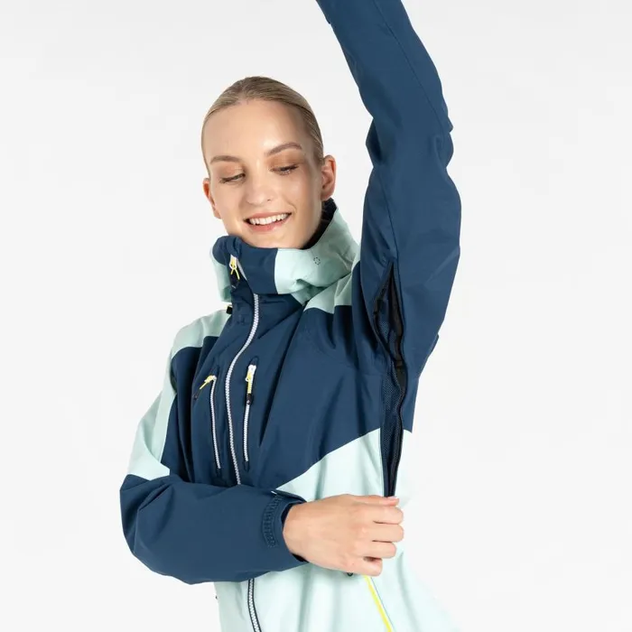 Dare 2b Pitching Waterproof Jacket Moonlight Denim Mint Green Women Waterproof Jackets
