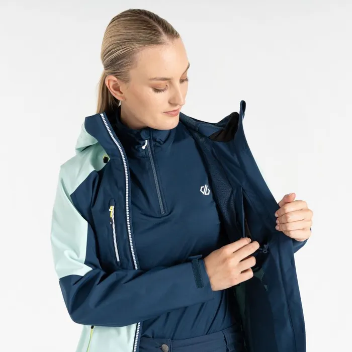 Dare 2b Pitching Waterproof Jacket Moonlight Denim Mint Green Women Waterproof Jackets