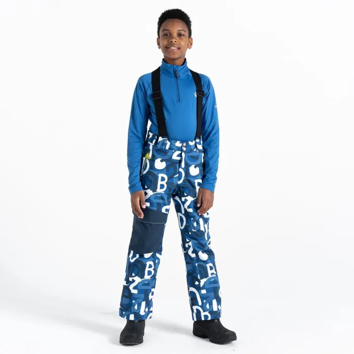 Dare 2b Pow Ski Pants Blue Graffiti Print Kids Ski Trousers and Salopettes
