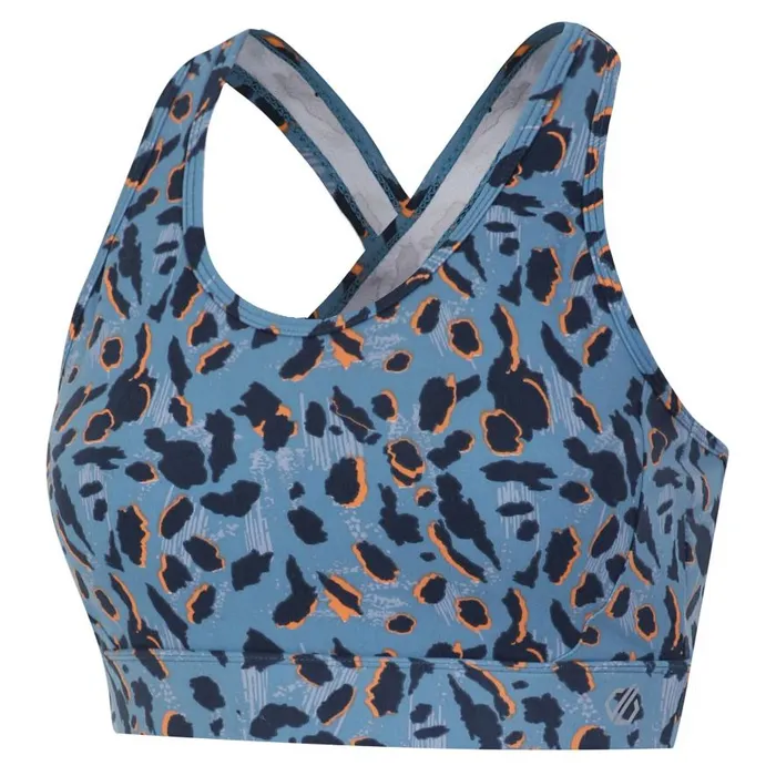Dare 2b Swift II Sports Bra Niagara Blue Animal Print Women Gym Tops