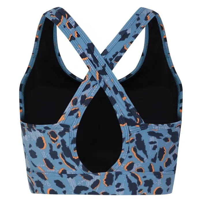 Dare 2b Swift II Sports Bra Niagara Blue Animal Print Women Gym Tops