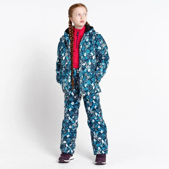 Dare 2b Verdict Waterproof Insulated Ski Jacket Blue Floral Print Kids Insulated Jackets