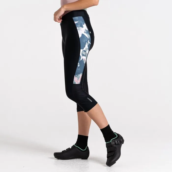 Dare 2b Worldly Gel Cycling Capri Black Dusky Rose Women Cycling Leggings and Shorts