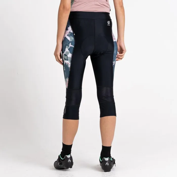Dare 2b Worldly Gel Cycling Capri Black Dusky Rose Women Cycling Leggings and Shorts