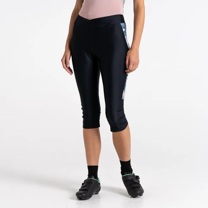 Dare 2b Worldly Gel Cycling Capri Black Dusky Rose Women Cycling Leggings and Shorts