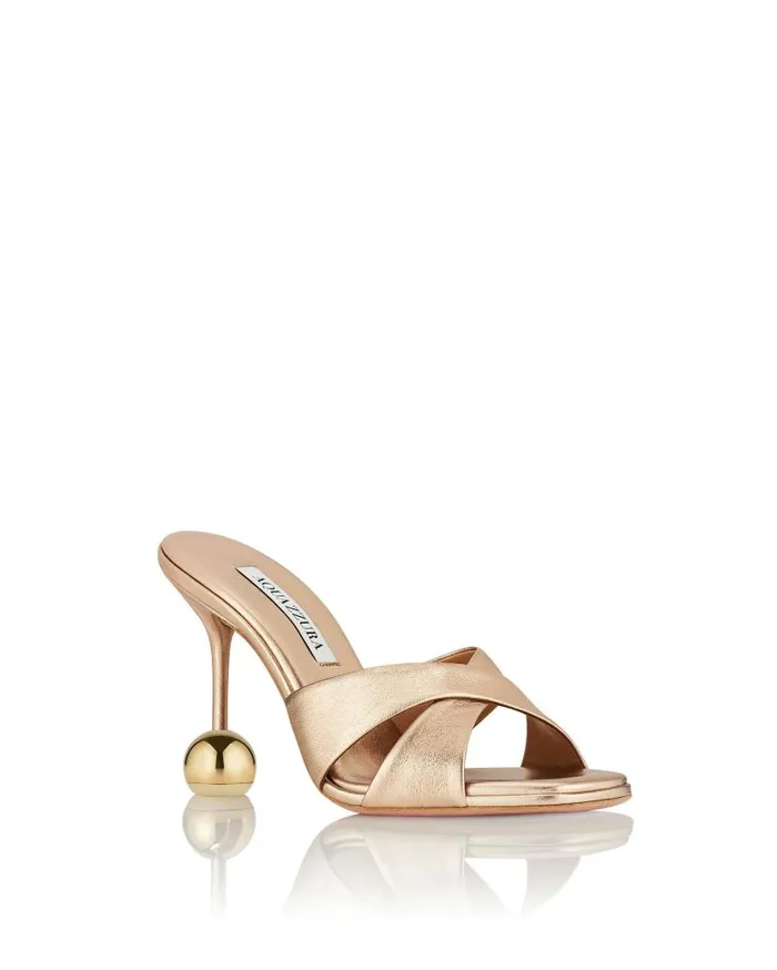 Darling Mule 95 Gold Women Aquazzura Sandals Darling Mule 95 Gold Women Aquazzura Sandals