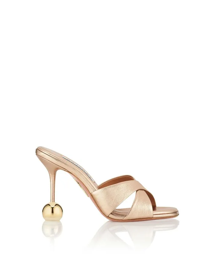 Darling Mule 95 Gold Women Aquazzura Sandals Darling Mule 95 Gold Women Aquazzura Sandals