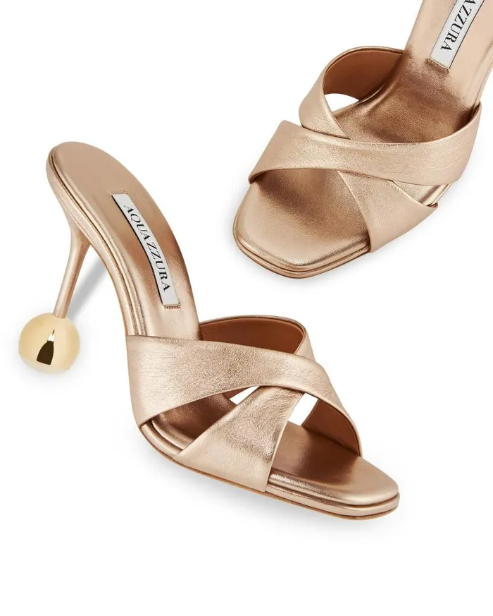 Darling Mule 95 Gold Women Aquazzura Sandals Darling Mule 95 Gold Women Aquazzura Sandals