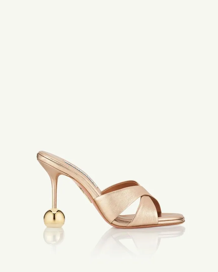 Darling Mule 95 Gold Women Aquazzura Sandals Darling Mule 95 Gold Women Aquazzura Sandals