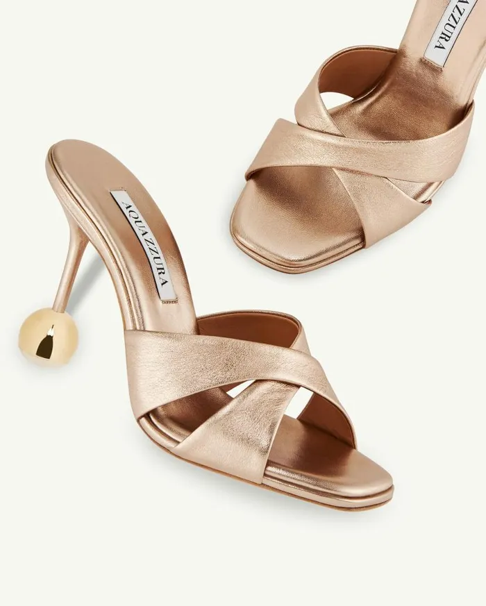 Darling Mule 95 Gold Women Aquazzura Sandals Darling Mule 95 Gold Women Aquazzura Sandals
