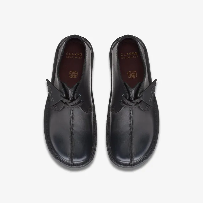 Desert Trek Older Black Leather Kids Clarks Originals