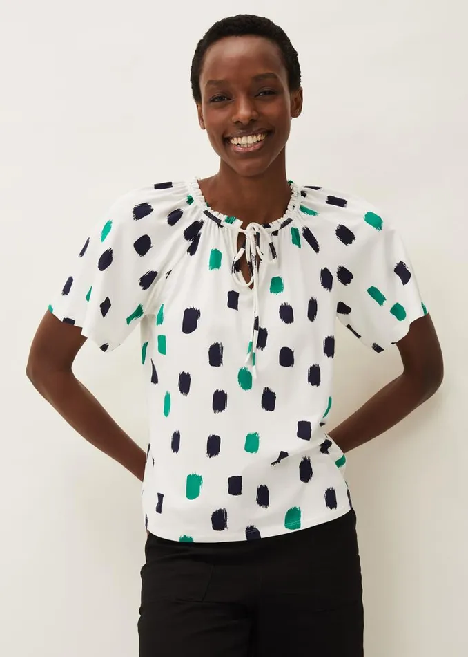 Dia Spot Print Top Ivory Multi Women Phase Eight Tops and TShirts