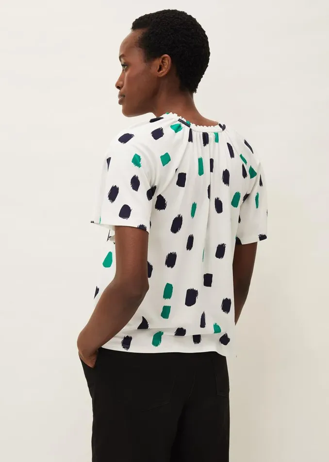 Dia Spot Print Top Ivory Multi Women Phase Eight Tops and TShirts