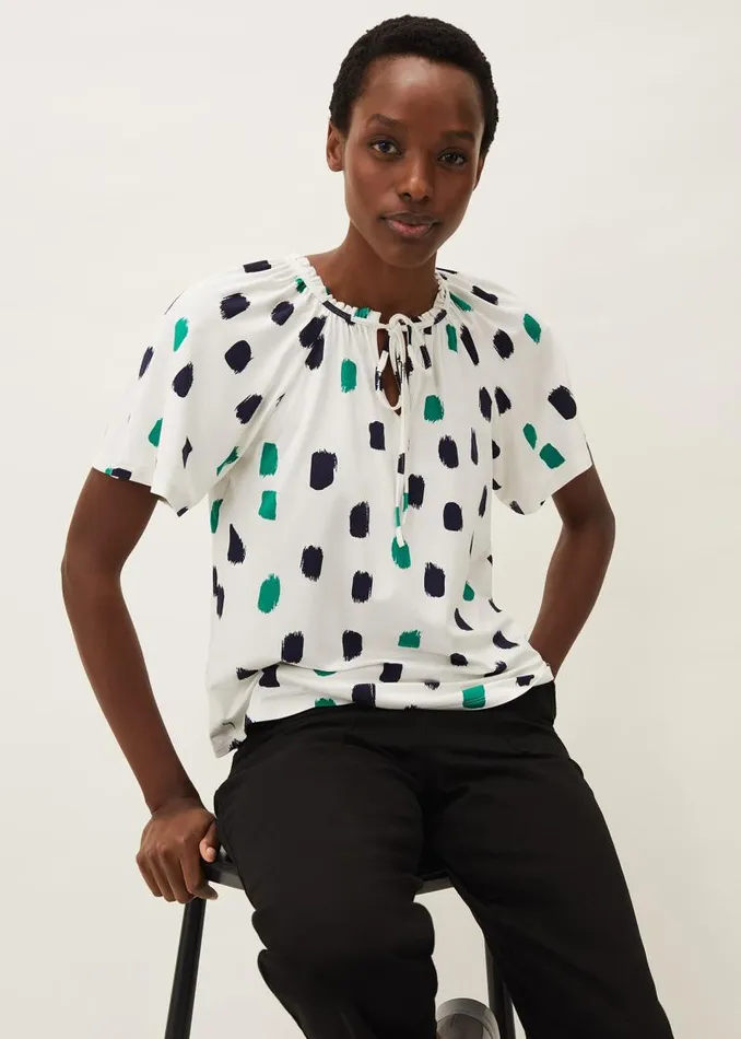 Dia Spot Print Top Ivory Multi Women Phase Eight Tops and TShirts