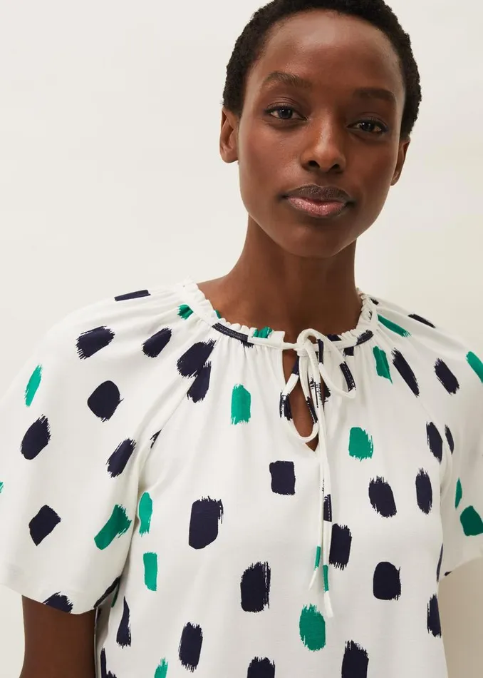 Dia Spot Print Top Ivory Multi Women Phase Eight Tops and TShirts