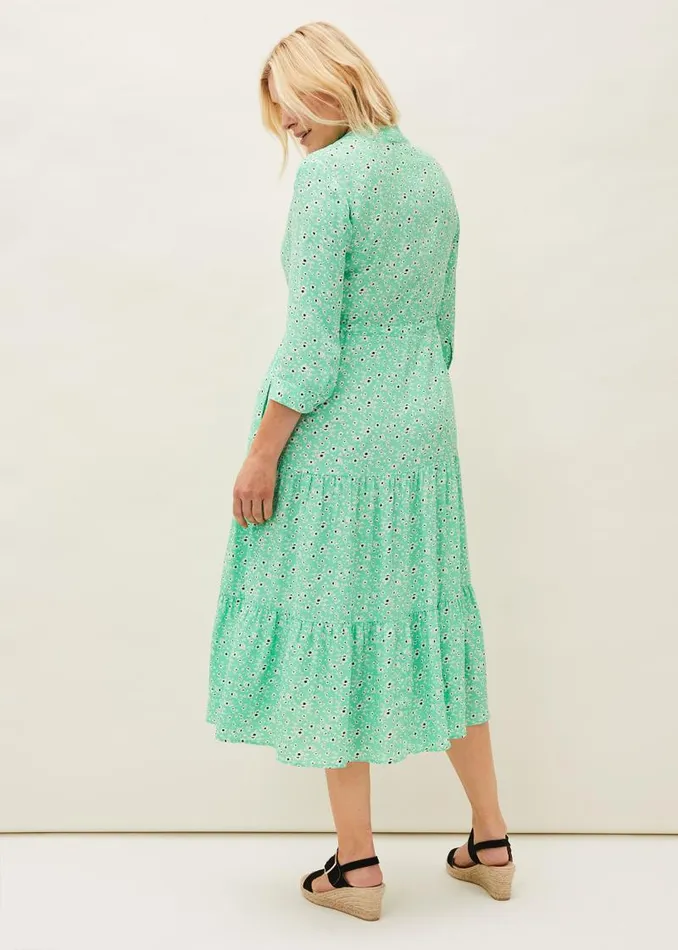 Diana Floral Midi Dress Green Women Phase Eight Dresses