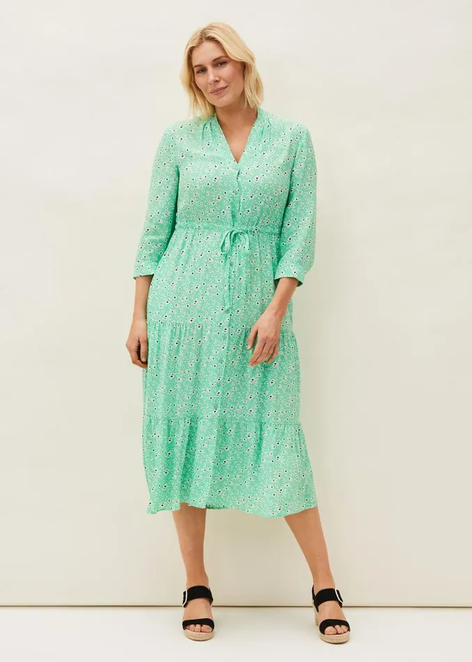 Diana Floral Midi Dress Green Women Phase Eight Dresses