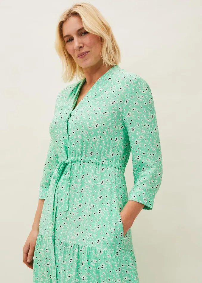 Diana Floral Midi Dress Green Women Phase Eight Dresses