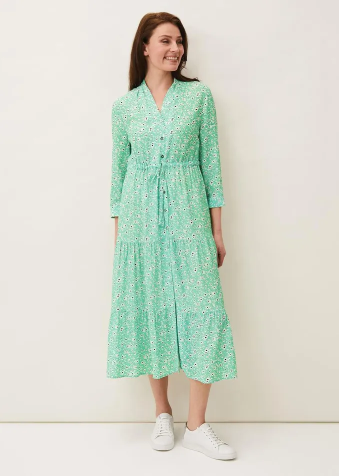 Diana Floral Midi Dress Green Women Phase Eight Dresses
