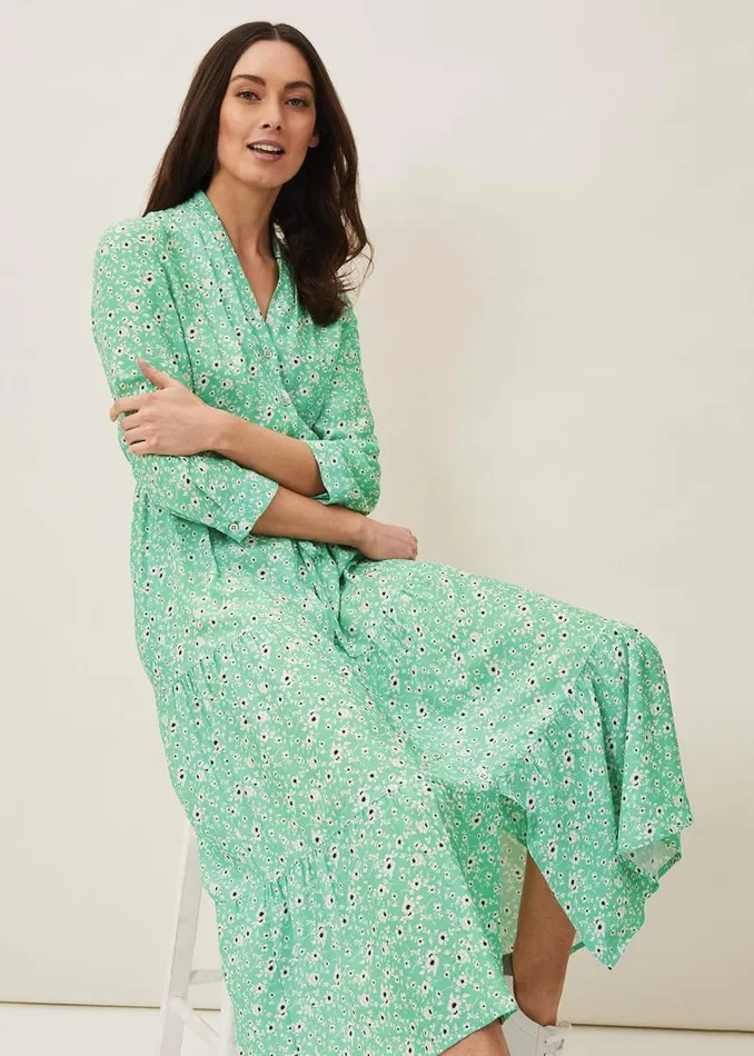Diana Floral Midi Dress Green Women Phase Eight Dresses