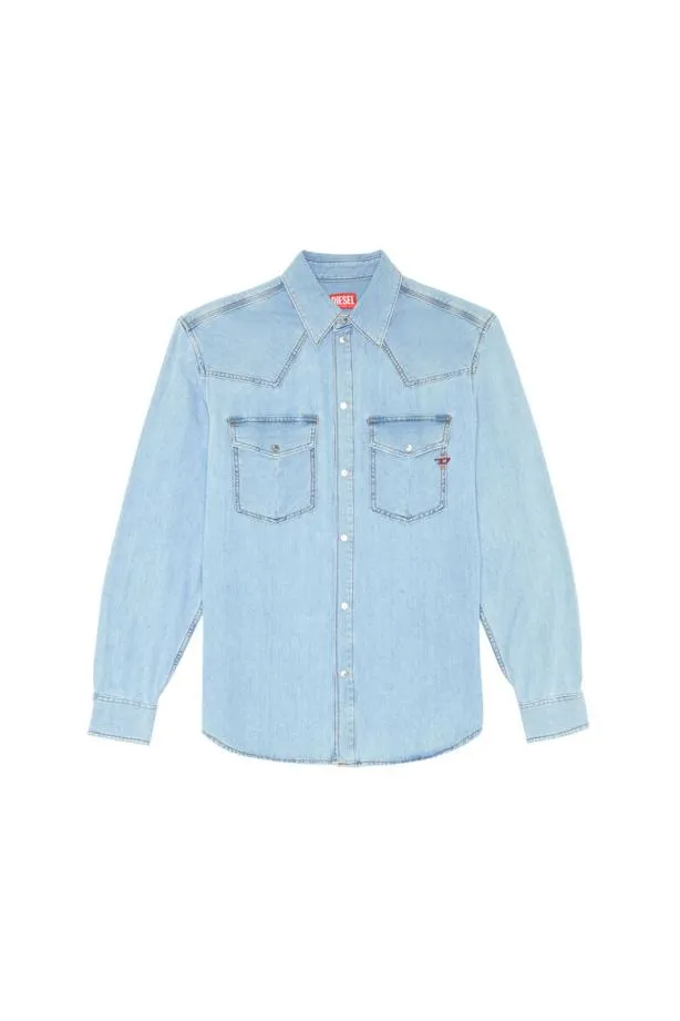 Diesel Docean Western Shirt Medium Blue Men Shirts