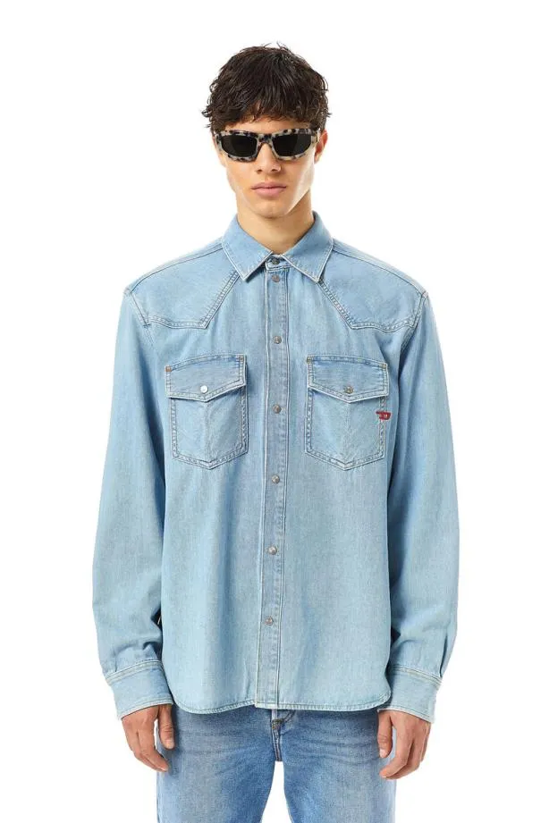 Diesel Docean Western Shirt Medium Blue Men Shirts