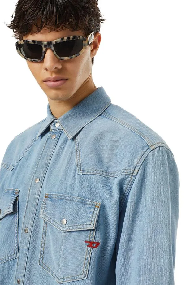 Diesel Docean Western Shirt Medium Blue Men Shirts