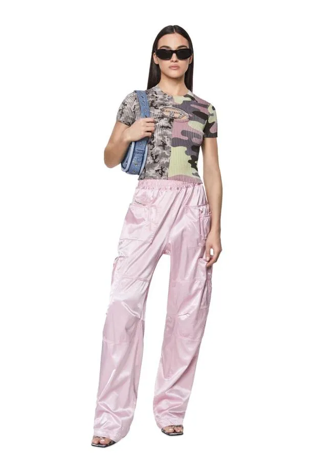 Diesel Pserralong Pink Women Pants and Shorts