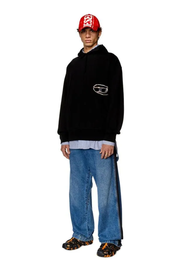 Diesel Smacshoodl4 Black Men Sweatshirts and Hoodies