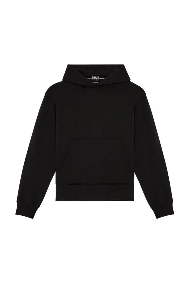 Diesel Smacshoodmegoval Black Men Sweatshirts and Hoodies