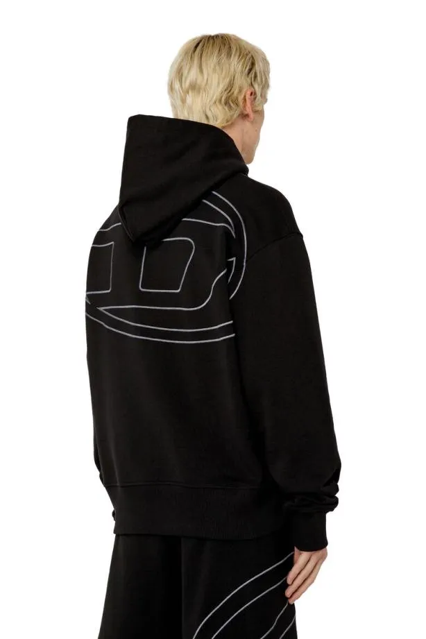 Diesel Smacshoodmegoval Black Men Sweatshirts and Hoodies