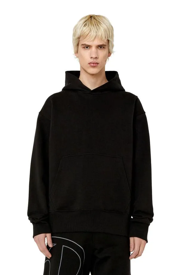 Diesel Smacshoodmegoval Black Men Sweatshirts and Hoodies