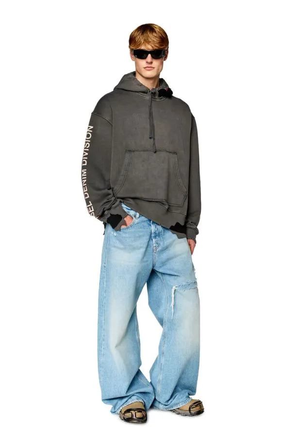Diesel Smacsrothood Grey Men Sweatshirts and Hoodies