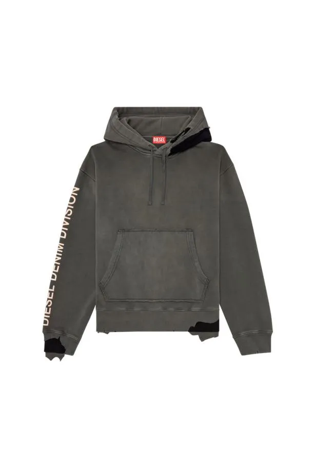 Diesel Smacsrothood Grey Men Sweatshirts and Hoodies