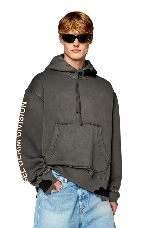 Diesel Smacsrothood Grey Men Sweatshirts and Hoodies