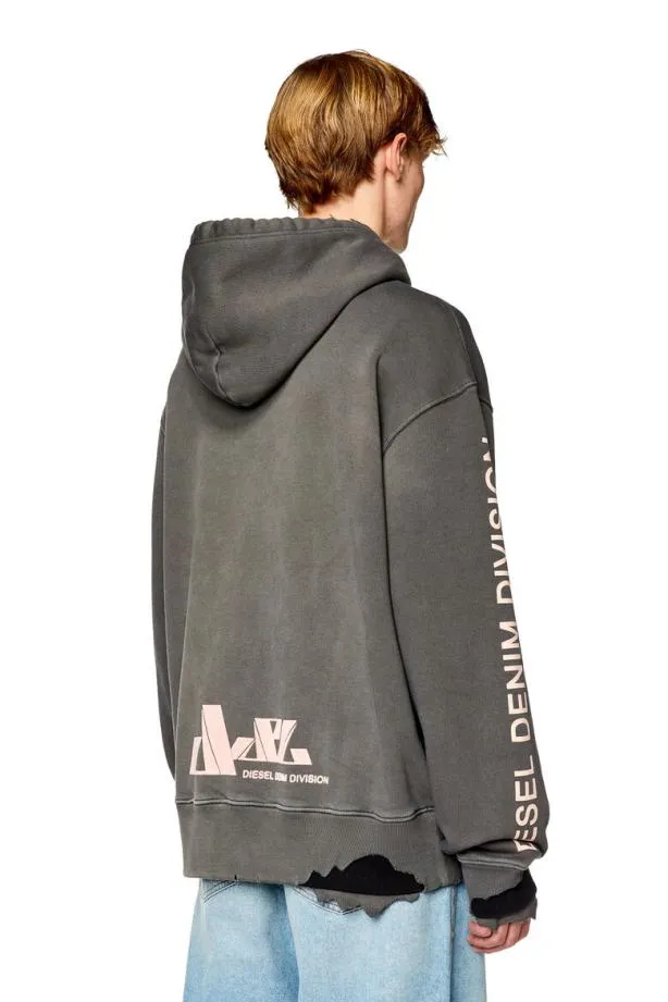 Diesel Smacsrothood Grey Men Sweatshirts and Hoodies