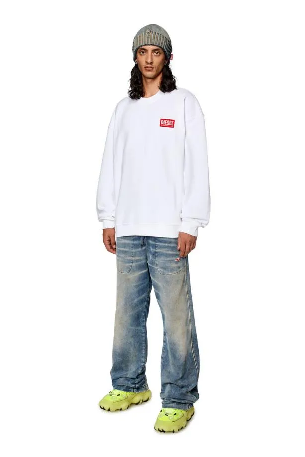 Diesel Snlabell1 White Men Sweatshirts and Hoodies