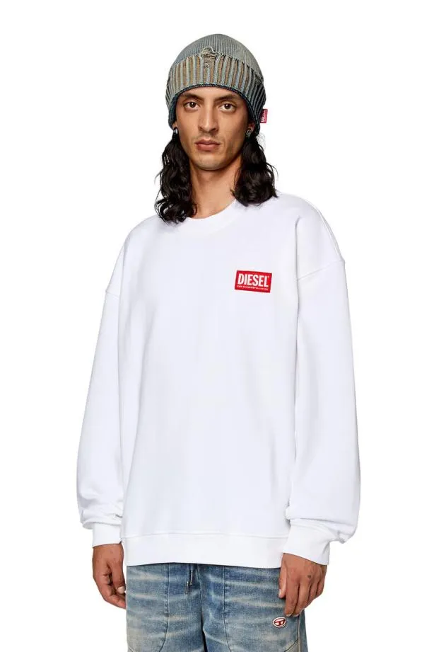 Diesel Snlabell1 White Men Sweatshirts and Hoodies