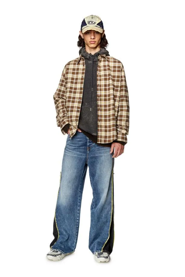 Diesel Sumbechecknw Brownbeige Men Shirts