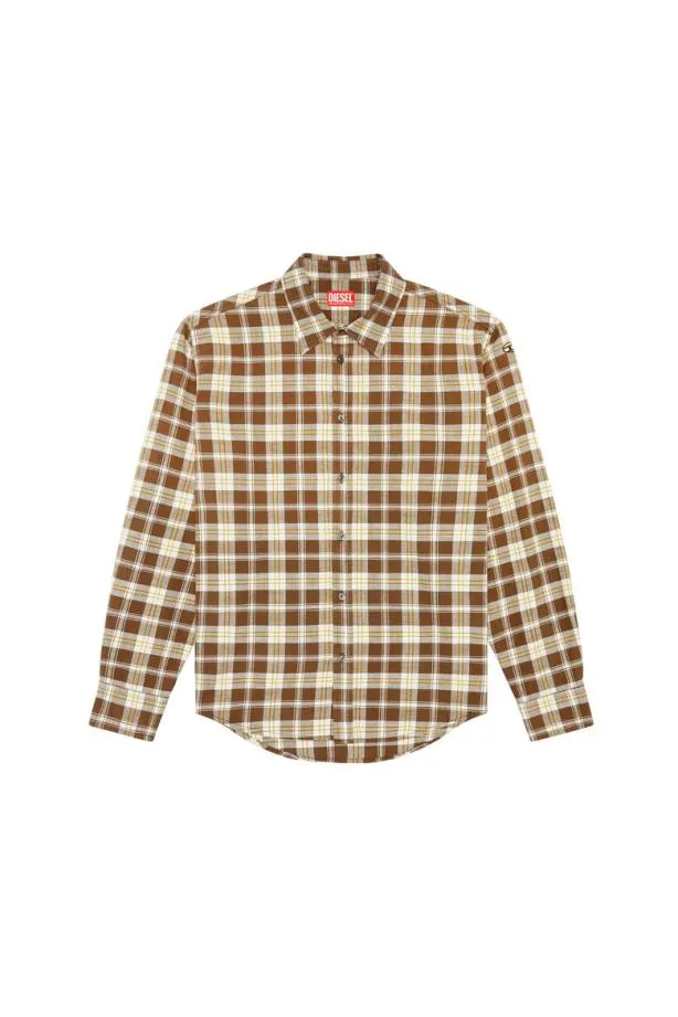 Diesel Sumbechecknw Brownbeige Men Shirts