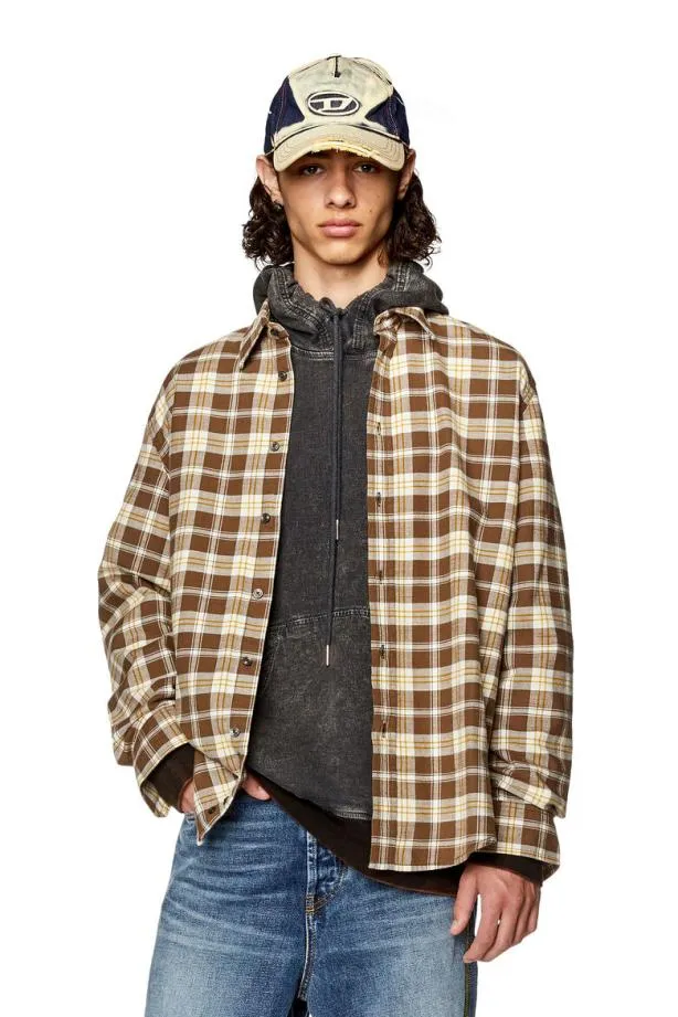 Diesel Sumbechecknw Brownbeige Men Shirts