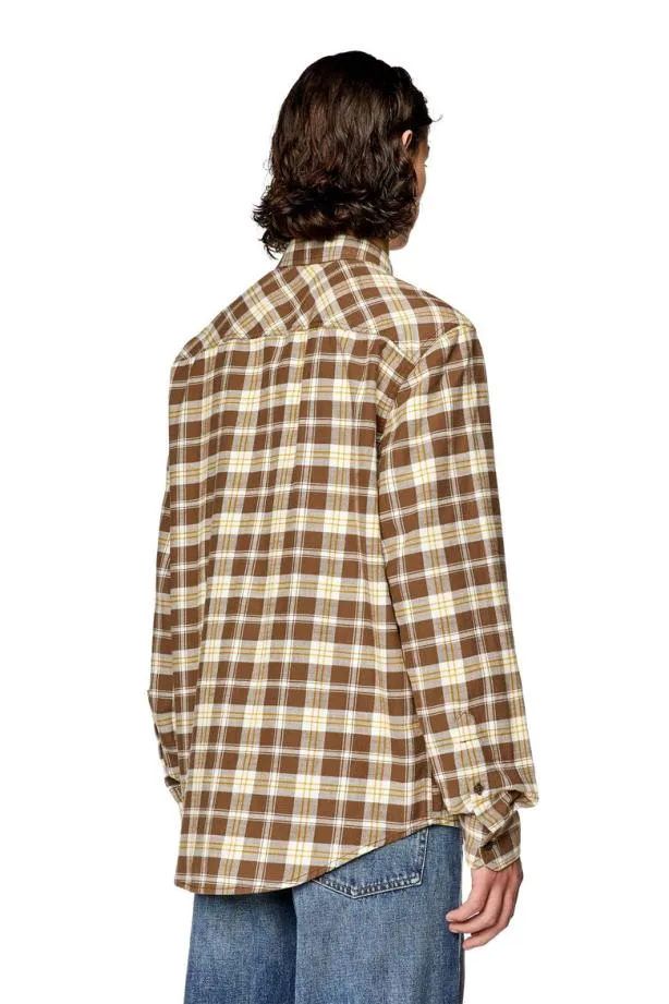 Diesel Sumbechecknw Brownbeige Men Shirts