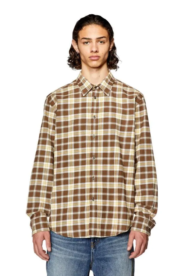 Diesel Sumbechecknw Brownbeige Men Shirts
