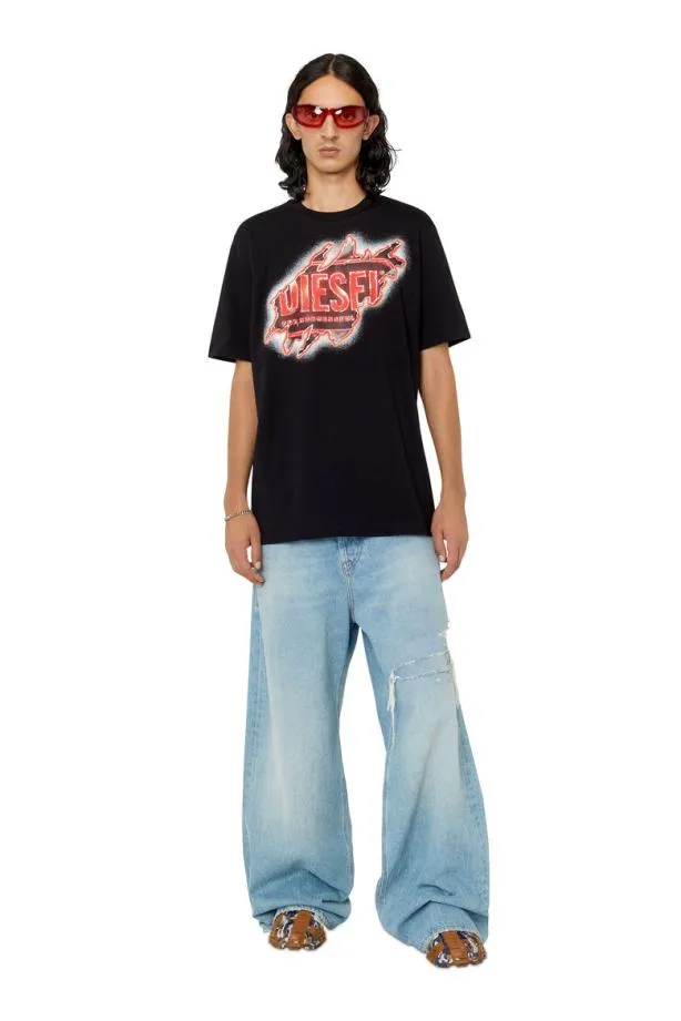 Diesel Tjuste43 Black Men TShirts and Polos