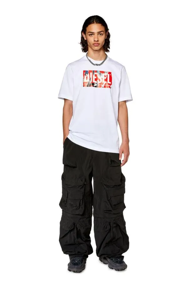 Diesel Tjustl13 White Men TShirts and Polos