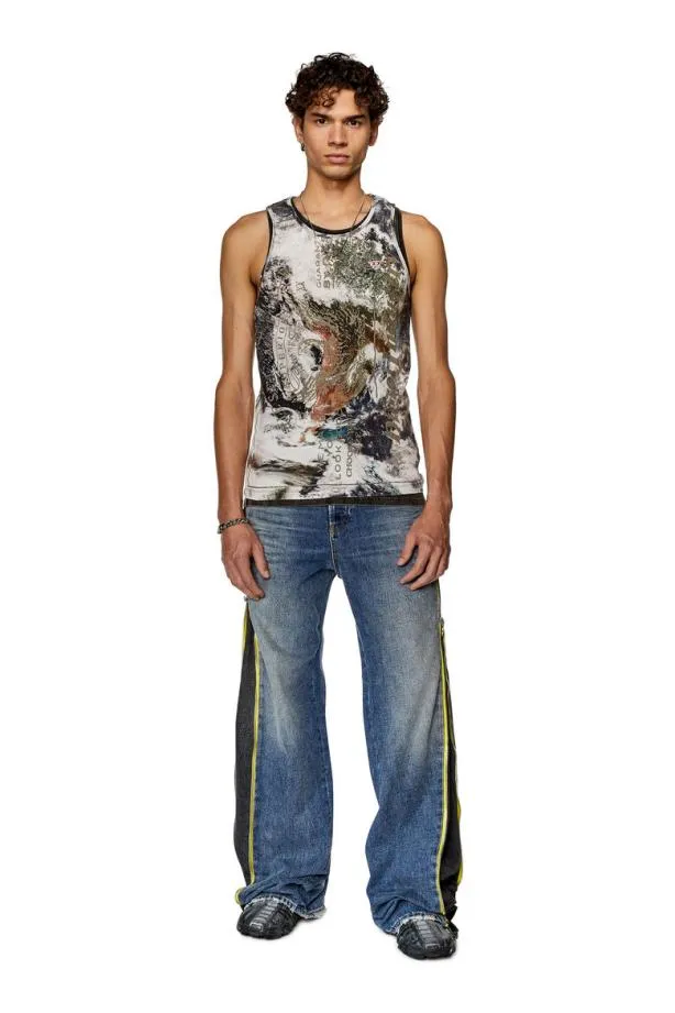 Diesel Tliftyl2 Blackwhite Men TShirts and Polos