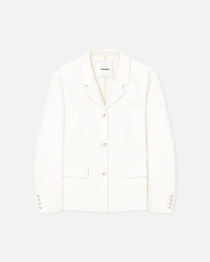 Dionne Belted Okobor AltLeather Blazer White Women Nanushka Jackets and Blazers